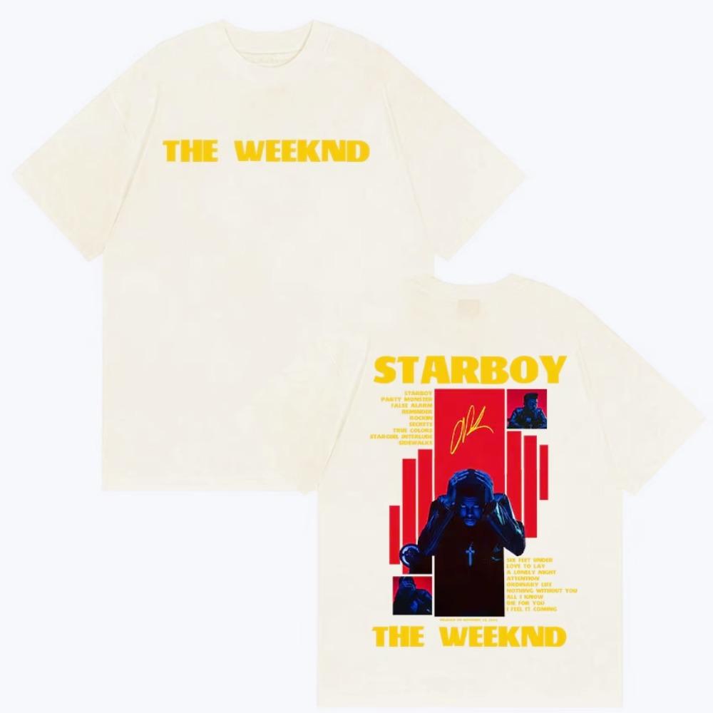 The Weeknd Starboy Graphic Cotton Tshirt Unisex Unisex Hip Hop Short Sleeve Unisex Casual Daily Vintage Streetwear Basic Tops