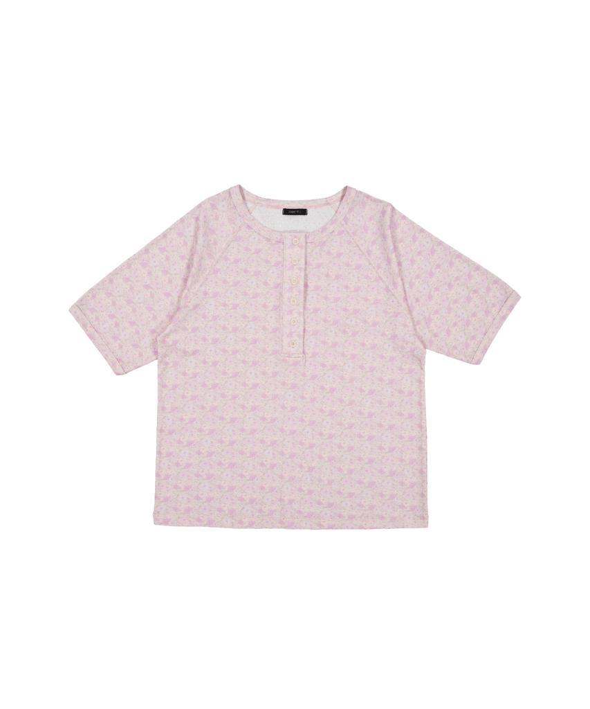 KOOKEESEE Baby Flower Henley Neck Tee