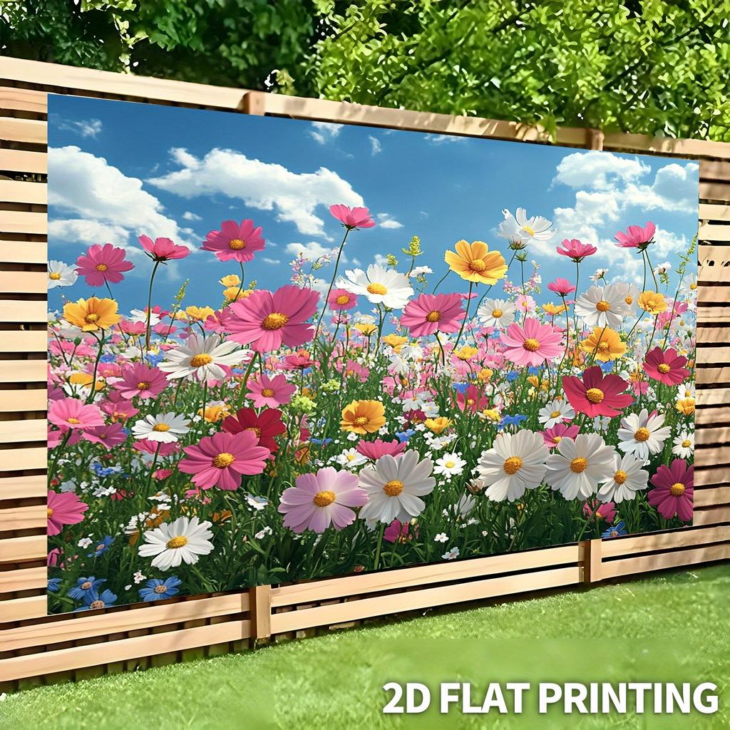 2D flache Farbe Universum Blumenmeer Hintergrundtuch, Partybanner, romantische und verträumte Sommergeburtstagsfeier