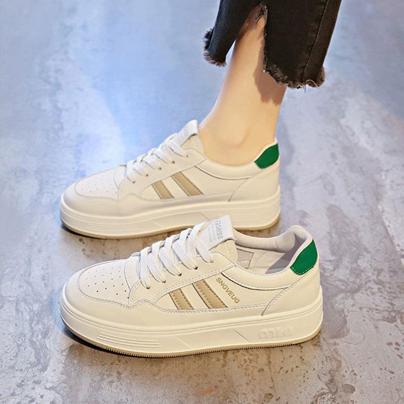 Leather Fashion Soft Sole Women's Spring New Muffin Sole Lightweight Versatile Casual White Shoes