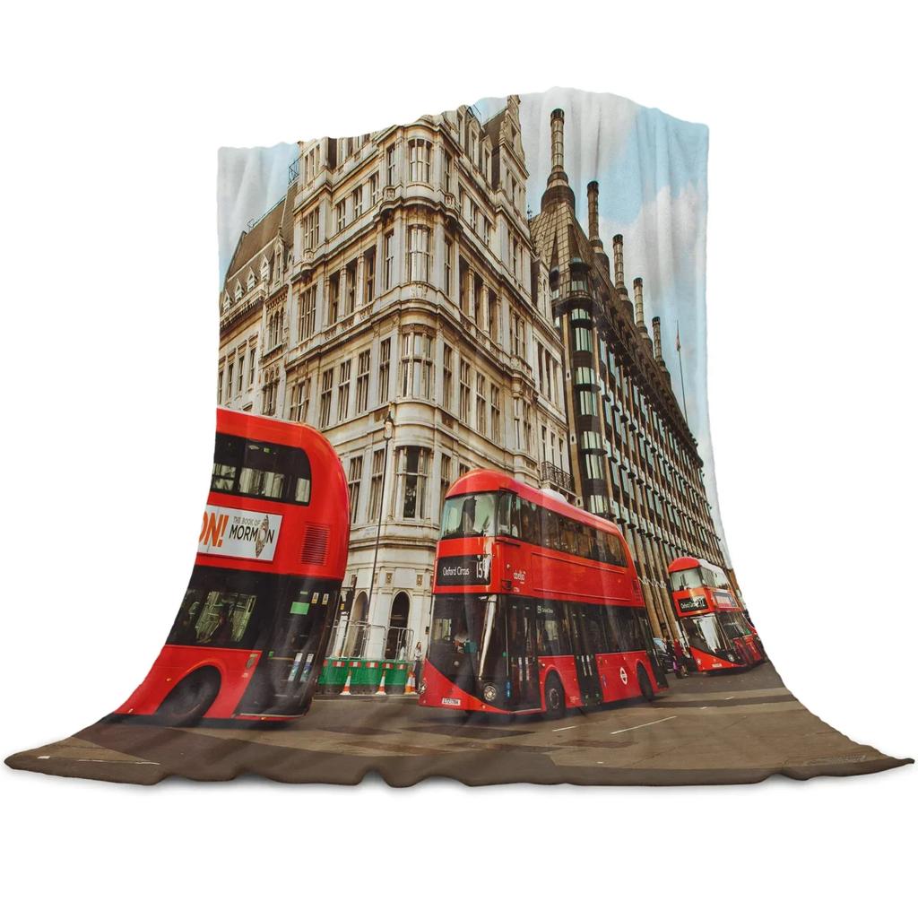 Cabina Telefonica di Londra Coperta in Pile Corallo Lenzuolo Invernale Copriletto Coperta per Divano Letto Leggera Sottile Morbida Calda Coperte in Flanella
