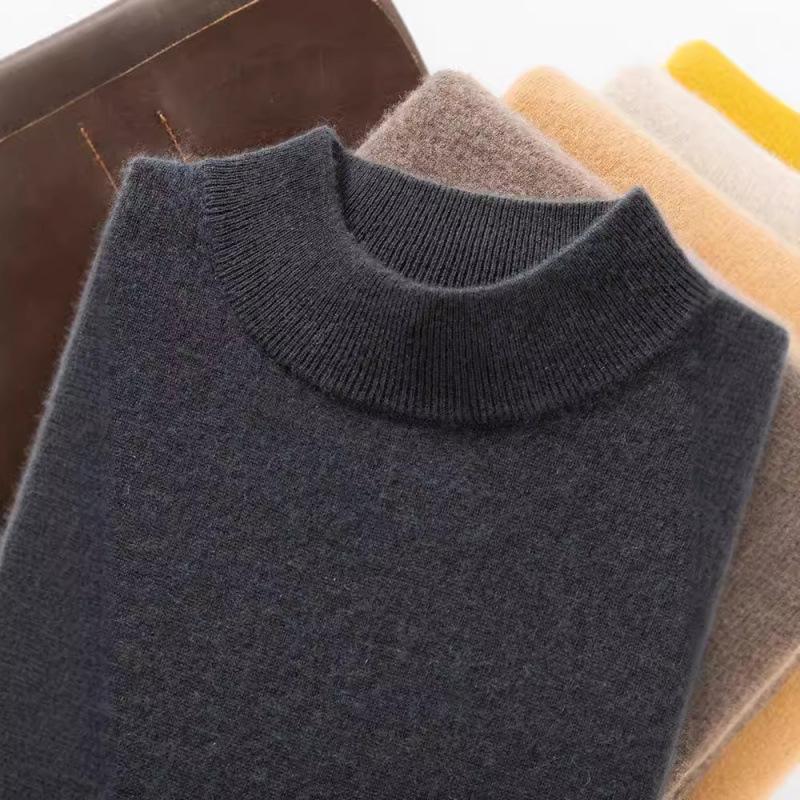 Men's Cashmere Half-High Neck Business Casual Sweater - Long Sleeve Autumn/Winter Knitwear