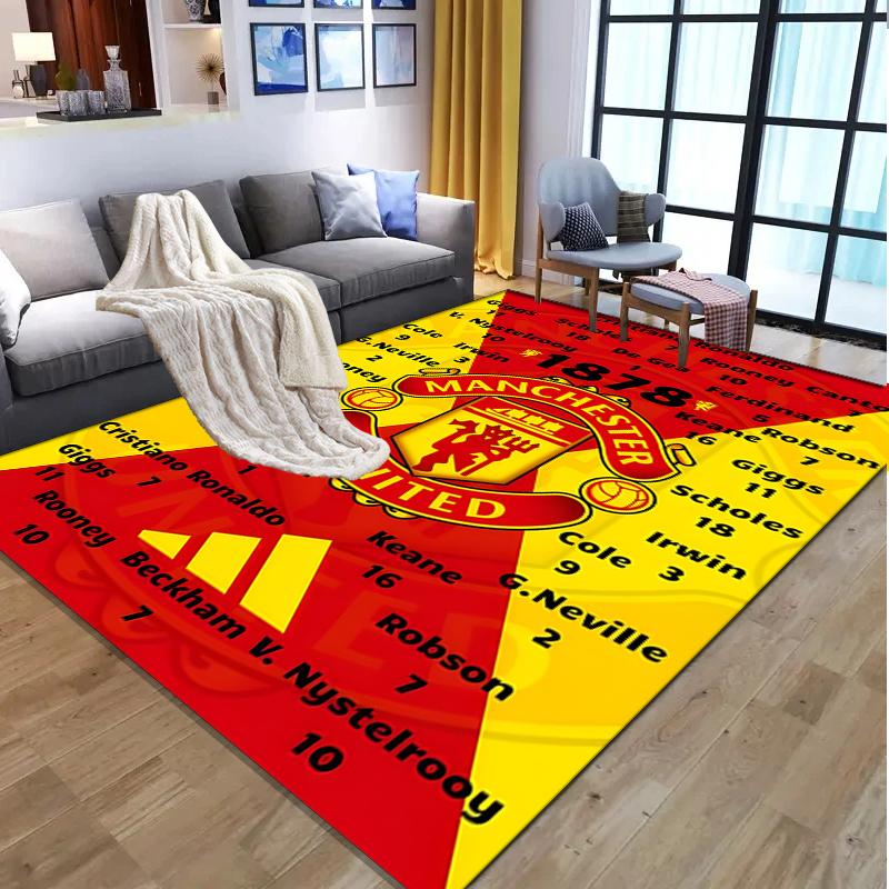 Manchester United F.C Pattern Rug, Indoor/Outdoor Mat, for Picnic, Gameroom, Bedroom, Office, Living Room, Home Decor Carpet, Birthday Gift