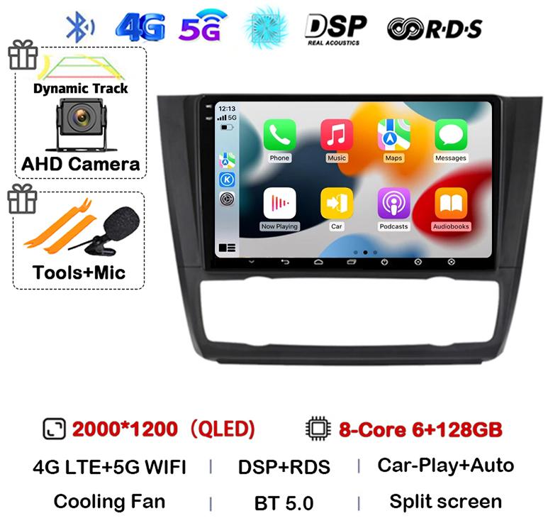 Android 14 Carplay Auto Car Radio For BMW 1 Series E81 E82 E87 E88 AT 2004-2008 2009 2010 2011 2012 GPS Multimedia Stereo Player