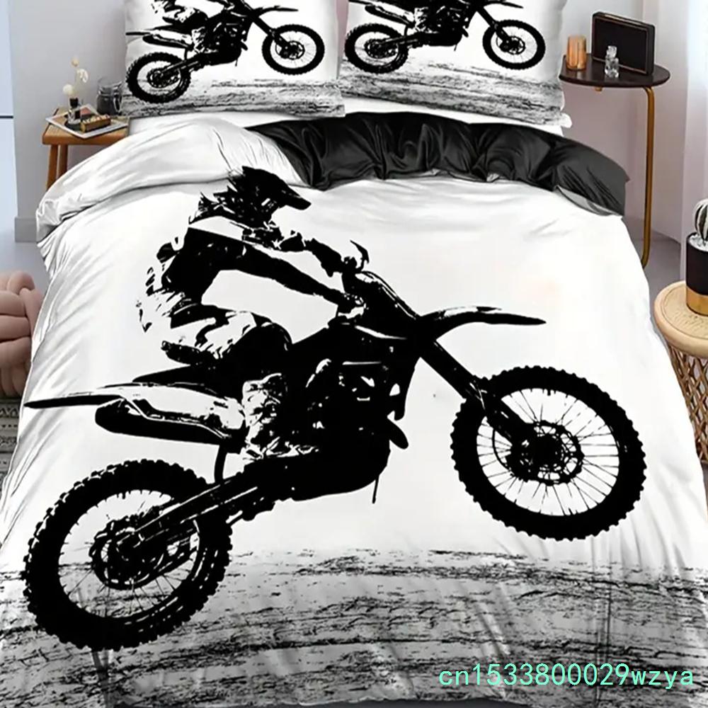 3D Print Motocross Bedding Set For Boys Adults Men Off-road Race Motorcycle Duvet Cover Bed Cover Home Polyester Quilt Cover