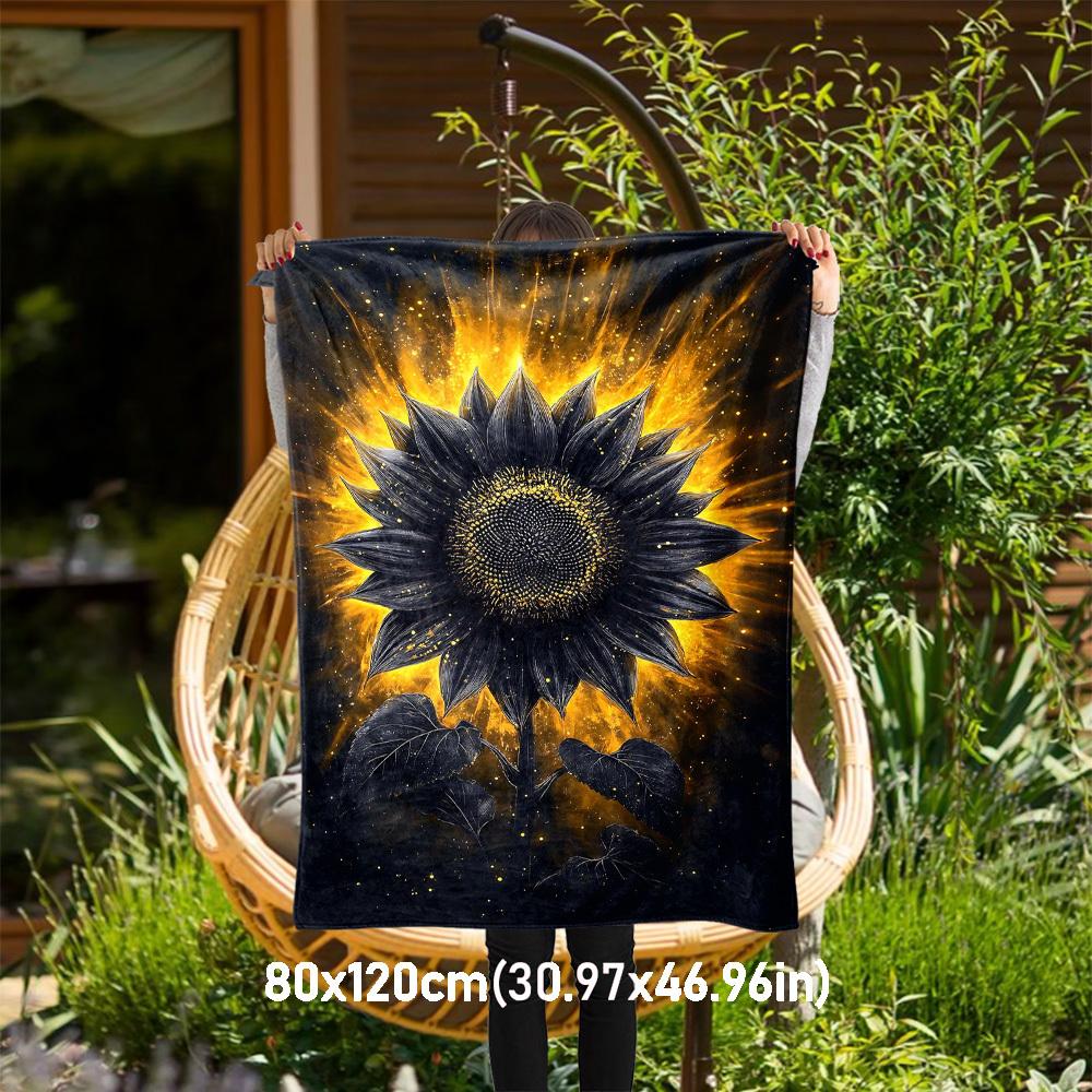 

1pc Sunflower Golden Outdoor Flannel Blanket Soft Warm All-Season Throw for Sofa Bed Car Camping Office, Cozy Gift Idea1327S 80x120cm(31x47inch)