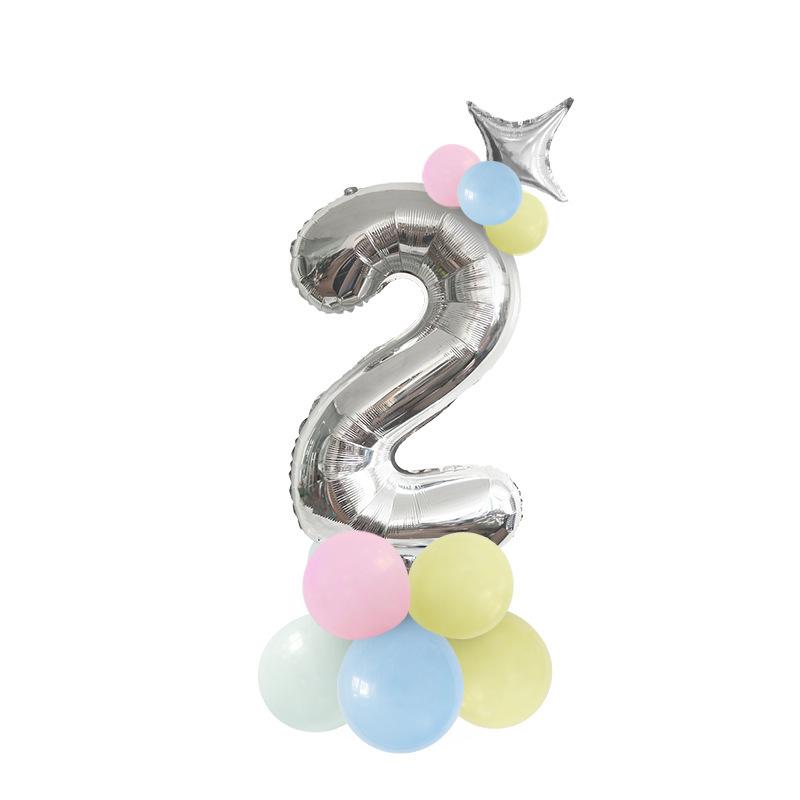 Digital Aluminum Film Balloon Set Balloon Bundle Balloon Column Baby Birthday Party Decoration Arrangement