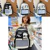 Classroom Backpack Lightweight Nylon With Letter Print And Transparent Layer Design For Teen Use