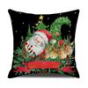 Christmas Pillow Cover New Linen Cartoon Black Print Holiday Home Sofa Cushion Cover