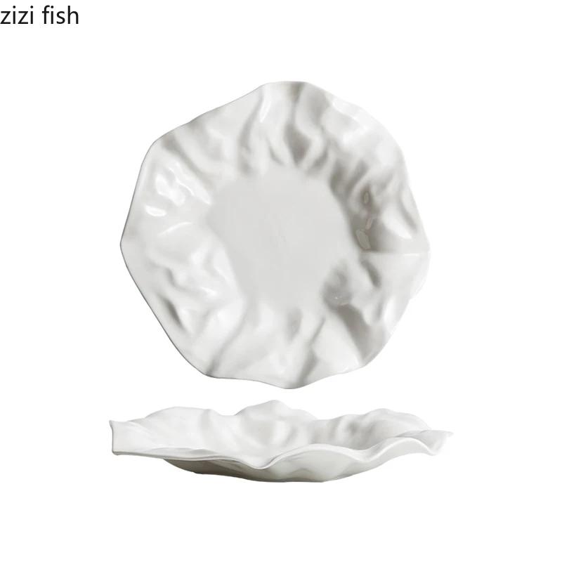 Creative Ceramic Dinner Dish Steak Plate Home Furnishing Irregular Shaped Tableware Pasta Plate Hotel Restaurant Dessert Dishes