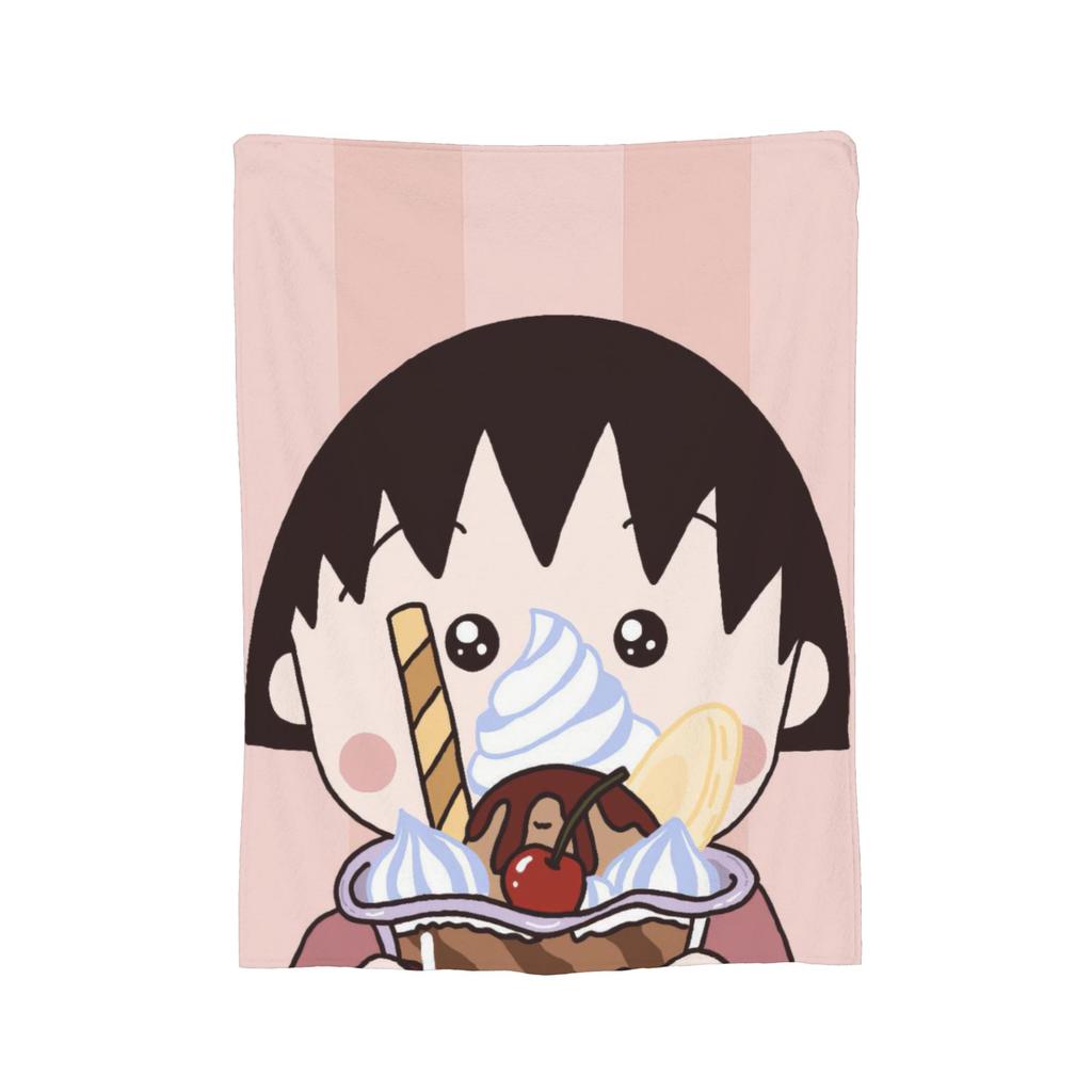Anime Chibi Maruko Chan Blankets Flannel Spring Autumn Breathable Lightweight Throw Blankets for Sofa Travel Bedspreads
