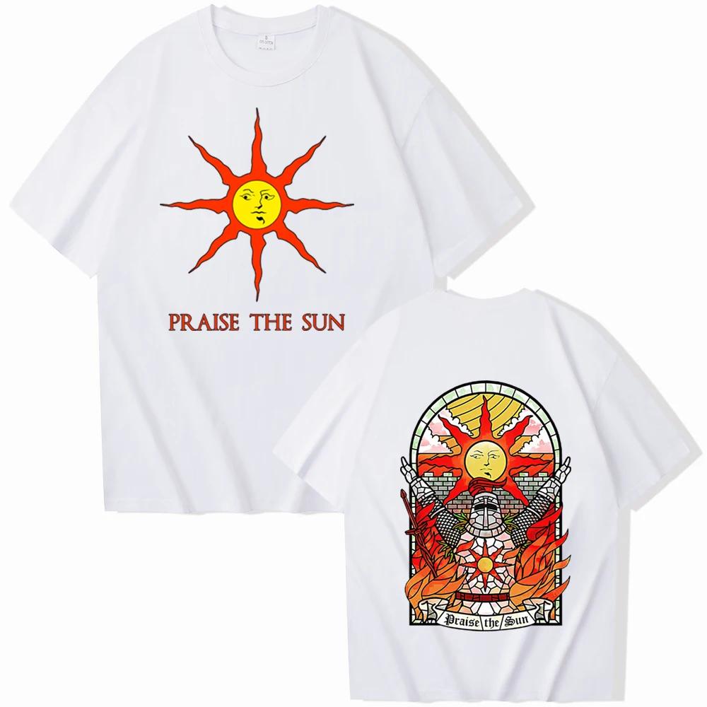 Dark Souls Praise The Sun Koszulka Męska Damska Harajuku Okrągły Dekolt Letnie Codzienne Koszulki Popularna Moda Wygodne Koszulki