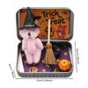 Witch Bear in A Box with Witch Blanket Broom Cape Pumpkins Cats Miniature Witcher Teddy Gift Box Halloween Fillers Gifts Party