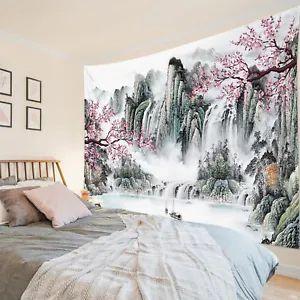 Tapestry Chinese landscape painting pink floral 75x100