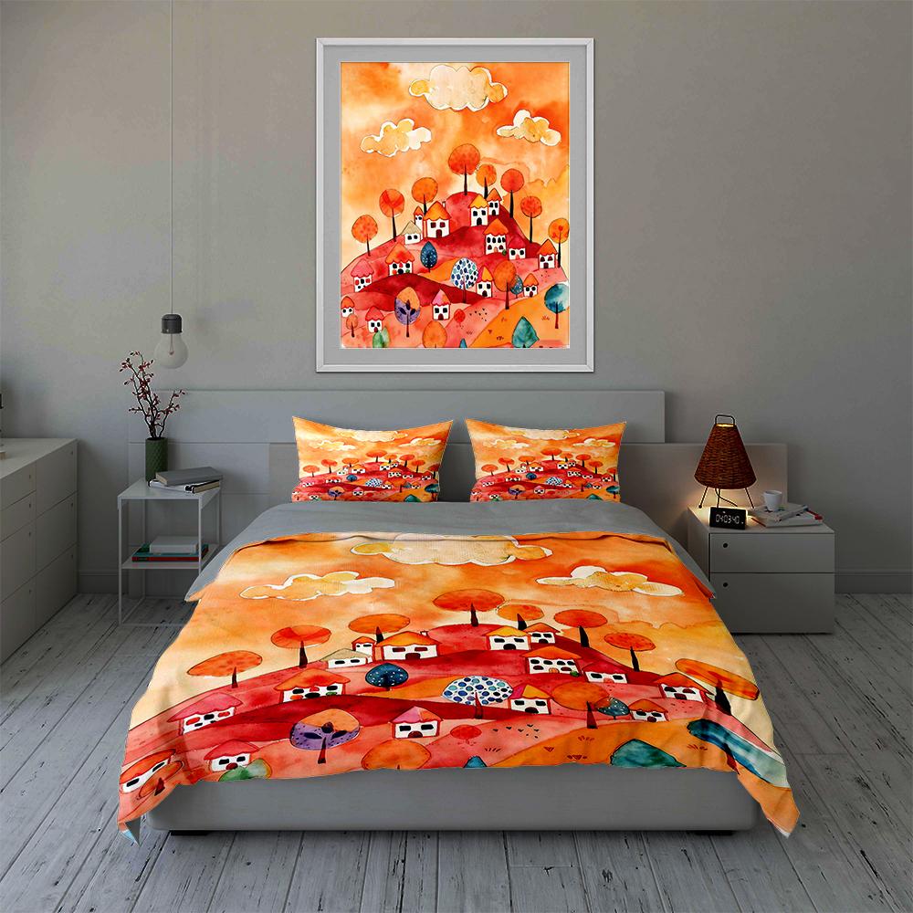 Bright, Whimsical, Landscape. Bedding Duvet Cover Sets Duvet Covers Pillowcases Gifts (1 * Duvet Cover 2 * Pillowcases, Without Duvet Insert)