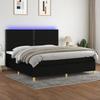 Exclusive House - Bed Slatted Base and Mattress and LED Black 200x200 Cm Fabric