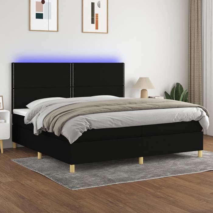 Maison Exclusive - Sommier à lattes de lit et matelas et LED Noir 200x200 cm Tissu