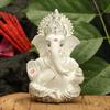 Idole de Ganesh Plaqué Argent Ganesh pour Tableau de Bord de Voiture Statue Figurine Ganpati Chance & Succès Cadeaux Diwali Décoration de Maison (Taille: 3,5 x 2 pouces)