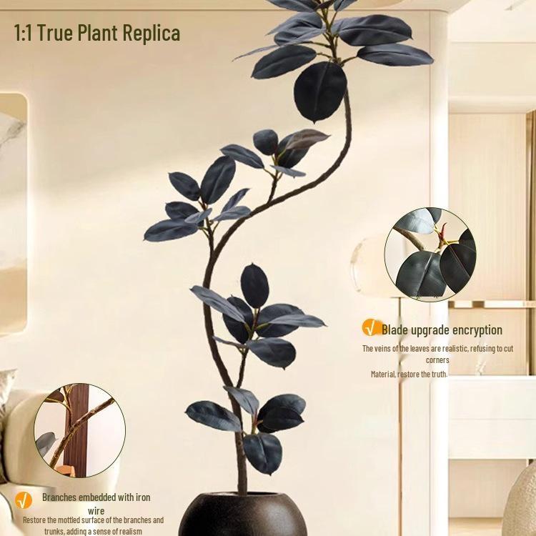 Luxurious Black Gold Ficus Elastica Artificial Tree: Indoor Ornament and Floor Decoration