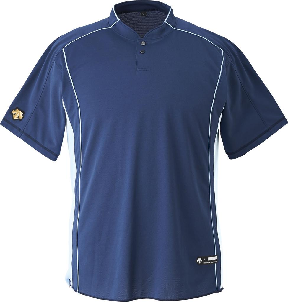 DESCENTE Baseball Collar Size DB109B Stand-Up 2-Button Shirt, Navy, Small,