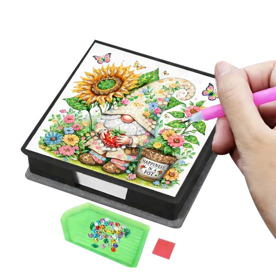 DIY Note Box Diamond Art Kit Sticky Note Holder Craft Set Diamond Art Project Memo Pad Holder DIY Kit for Gift And Home Office Desk Decor