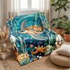 Oceanic Sea Life 3 Theme Blanket Lightweight Warm Flannel Blanket Decorative Throw Blanket for Home Decoration