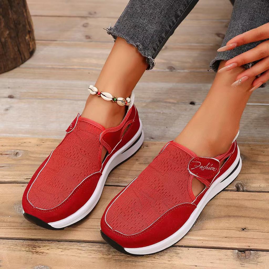 Fashion Women's Casual Shoes Spring Large Size Thick Bottom Slope Heel Mesh Surface Breathable Comfortable Leisure Footwear Size 36-43