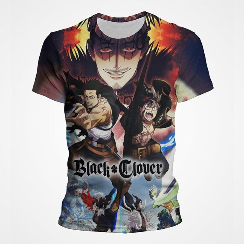 Black Clover Anime 3D Printed Unisex T Shirt Short Sleeve T Shirt For Men Cartoon Graphic Top Tees Otaku Summer Clothing