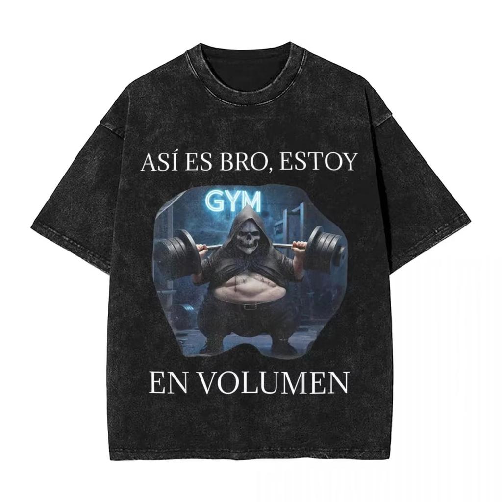 Gym Skull Print Washed T-Shirt Fashion Cool To-Do Sea Por Las Senoras Summer T-Shirt Aesthetics Simple Casual Gothic Top