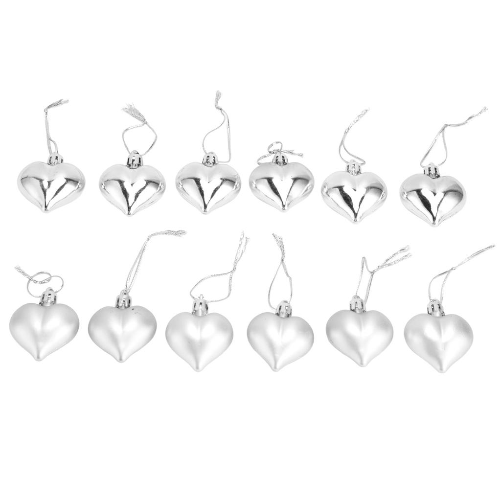 12pcs Christmas Ornament Heart Shape PVC Christmas Tree Hanging Decorations for Valentine"s Day
