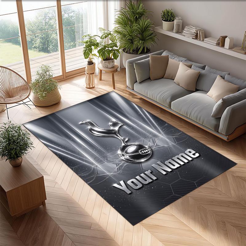 Tottenham Hotspur FC Printed Crystal Velvet Rug Non‑Slip Crystal Velvet Carpet For Sofa Bedroom Indoor Home Decoration
