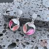 New rose red flower hollow alloy earrings, colored painting oil high-end women's petal studs