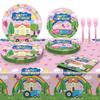 Peppa Pig Birthday Party Supplies: Peppa Pig Disposable Dinnerware Set - Paper Plates, Napkins, Plastic Forks, Tablecloth, Birthday Decorations, Hangi
