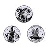 Gothic Halloween Brooch Punk Style Enamel Lapel Pin Witch Black Cats Moon Designs Jewelry Accessories Gift