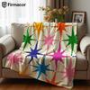 Colorful Star Grid Ultra Soft Sherpa Fleece Blanket Fluffy Warm Halloween Cozy Throw for Sofa Couch Bedroom Gift All Season