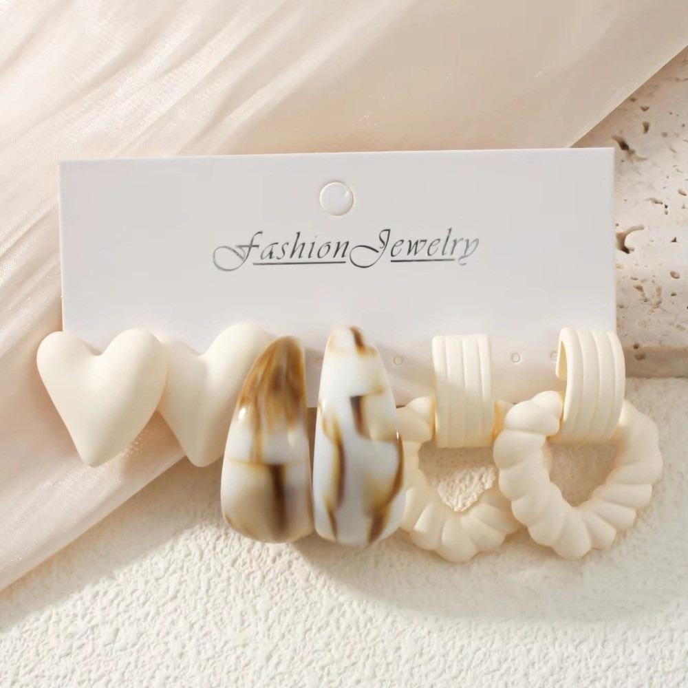 

3 Pairs Candy Colored Women s Earrings Sweet Jewelry Accessories Gift Daily Dressing and Party білий