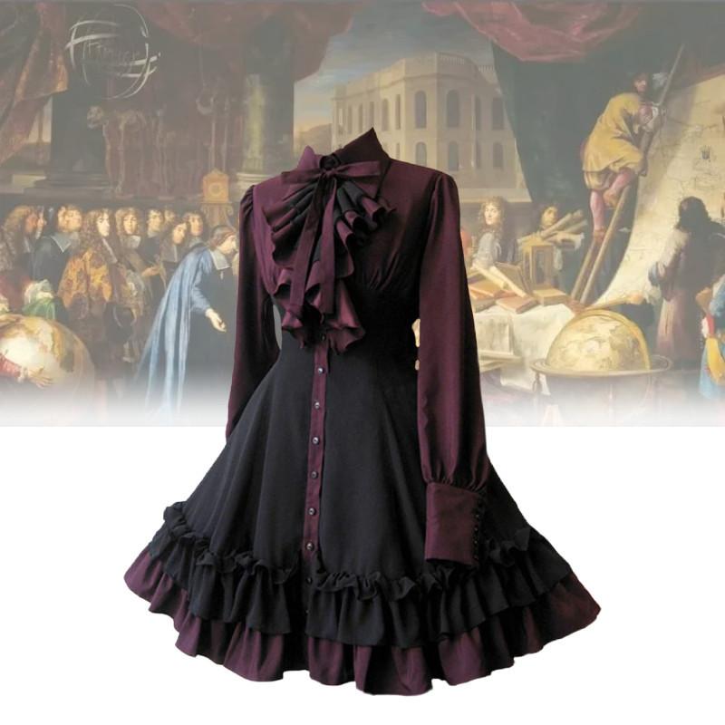 Butterfly Medieval Gothic Bow Dress Cosplay Costume Steam Punk Womens Dress Cos