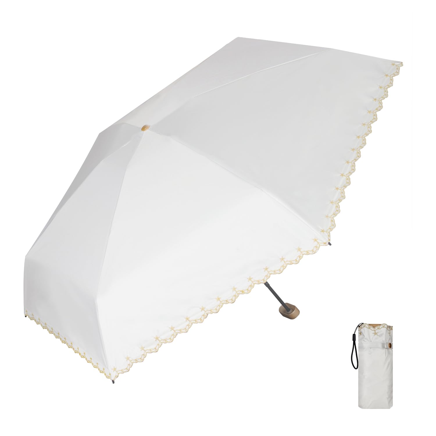 

Складной Полный Подходит для Солнца и УФ Супер Солнце Цветочная Звезда Вышивка Портативный Зонт, Блокировка, Дождь, Легкий, Защита, Водоотталкивающий, белый