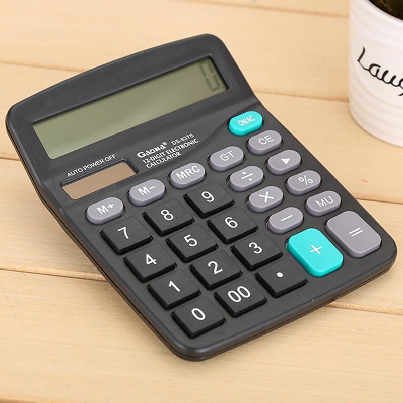 12-Digit Large Lcd Display Calculator Standard Function Calculator With Solar & Battery Dual Power For Home Basic Desktop Office