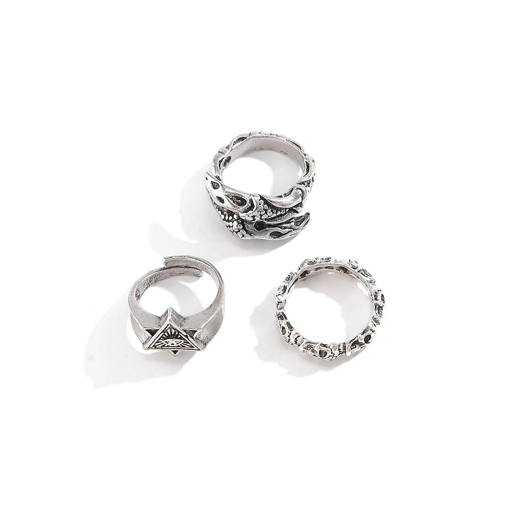 Vintage Hexagram Ring Set for Men Hip Hop Fashion Personality Rings Trendy Hand Accessories