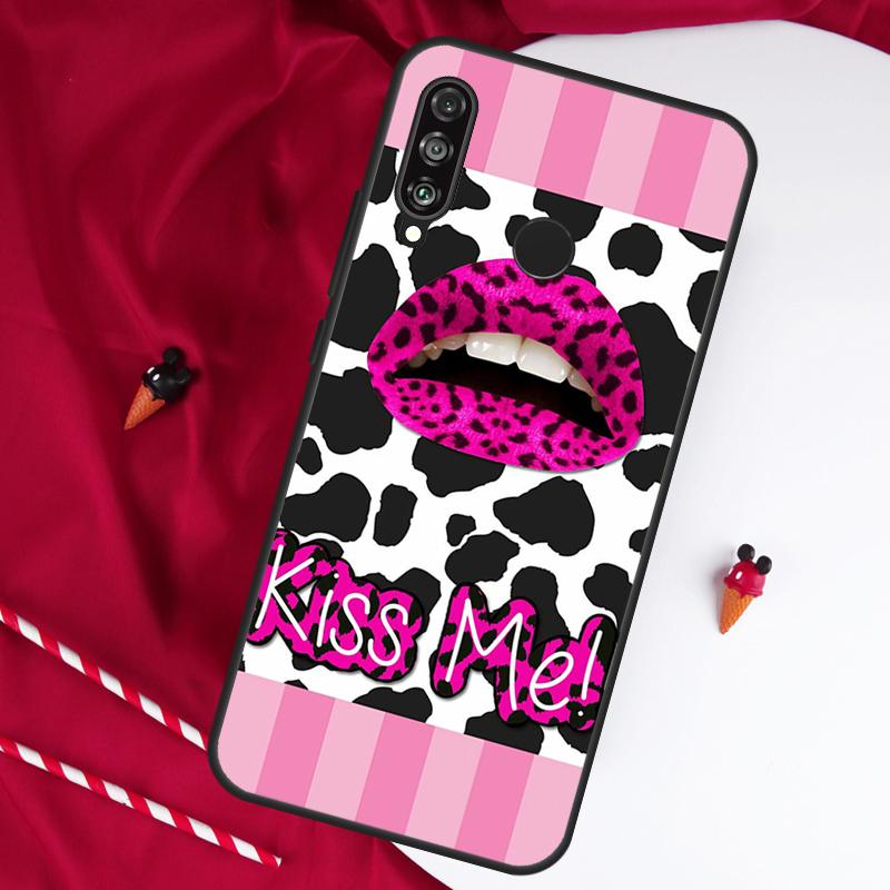 Kiss Me Lips Lipstick For Huawei Nova 12s 11i 12i 7i 8i Y73 Y70 Y90 Y60 Y72 Y61 Y91 9 10 SE P30 Pro P40 Lite Case