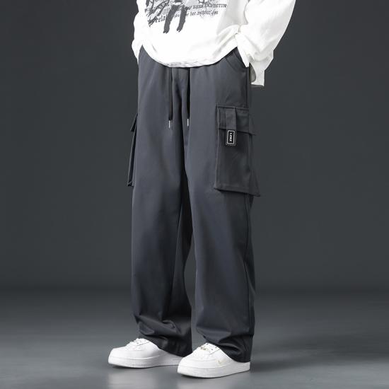 Cargo Pants Men Zipper Oversize Wide Leg Trousers Male Streetwear Hip Hop Casual Korean Japanese Pocket Safari Style