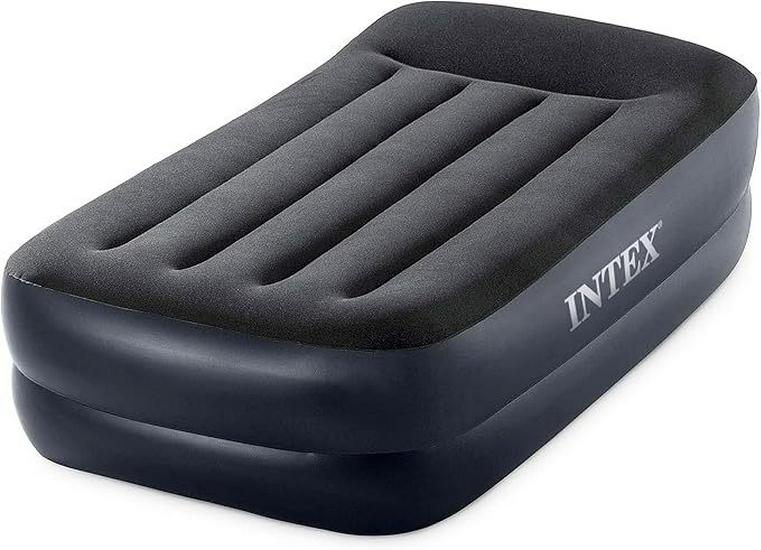 Black Double Layer Air Mattress with Built-in Electric Pump for Indoor Use 203 чёрный