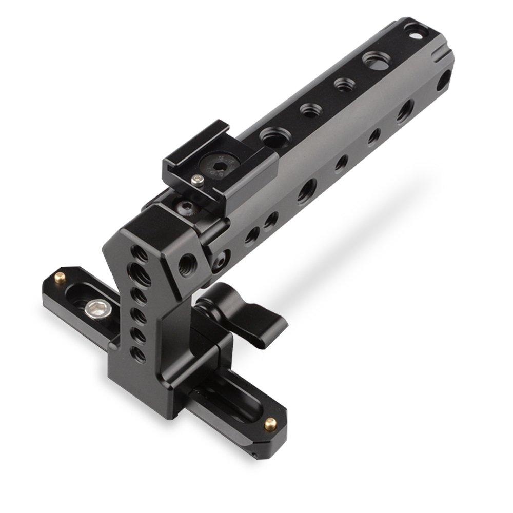 CAMVATE QR Cheese Handle Camera Grip, 100mm NATO Rail with 1/4" and 3/8" Threads and Shoe Mount, Black