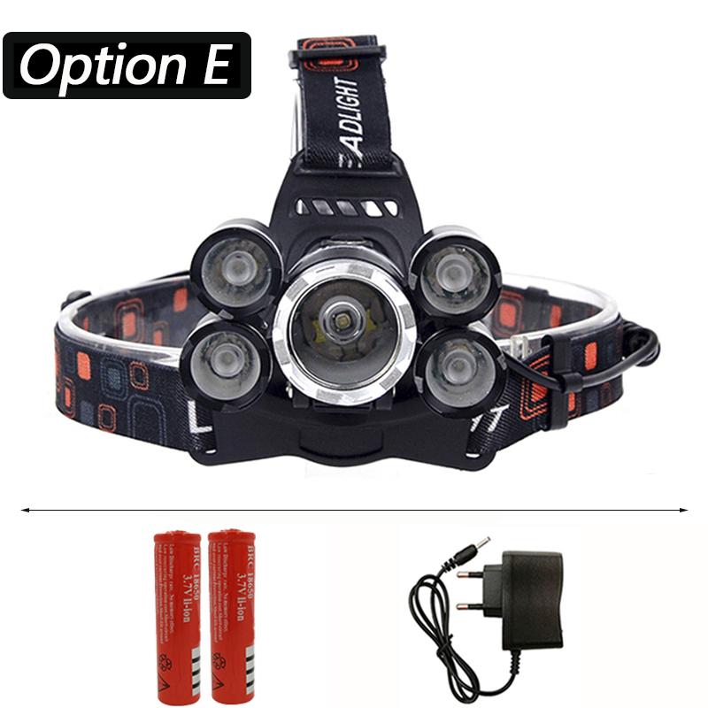 Kafa Işık Lambası Güç El Feneri Torch Far Far Sensörü Led Ampuller 2x 18650 Pil 30 w 4 Mod Lityum pil