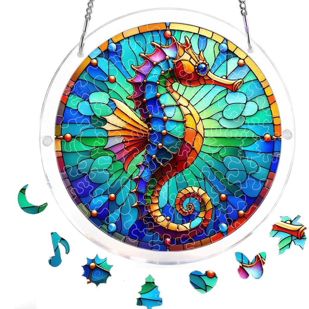Acrylic Puzzle Window Hanging with Hanging Chain Elegant Suncatcher Kit Non-Fading UV Print Window Ornament for Room Wall Art