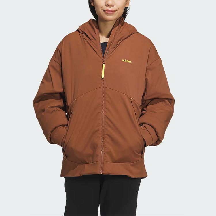 Adidas U Spa Fz Hd Sports Casual Fleece Hooded Jacket Unisex Jacket Dark-Brown JL8279