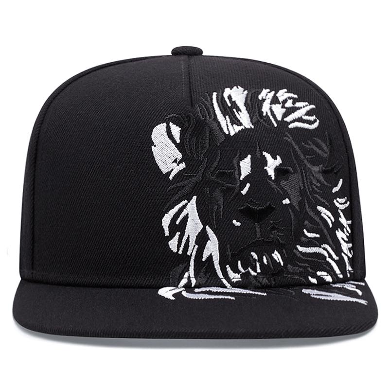2026 New Fashion Flat Edge Hat Lion Embroidered Baseball Hat Street Hip Hop Skateboarding Hat Outdoor Daily Sunshade Hat Unisex