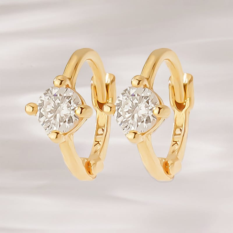 JEWNEL 14K Ultra Mini Cubic Small Ring Earrings