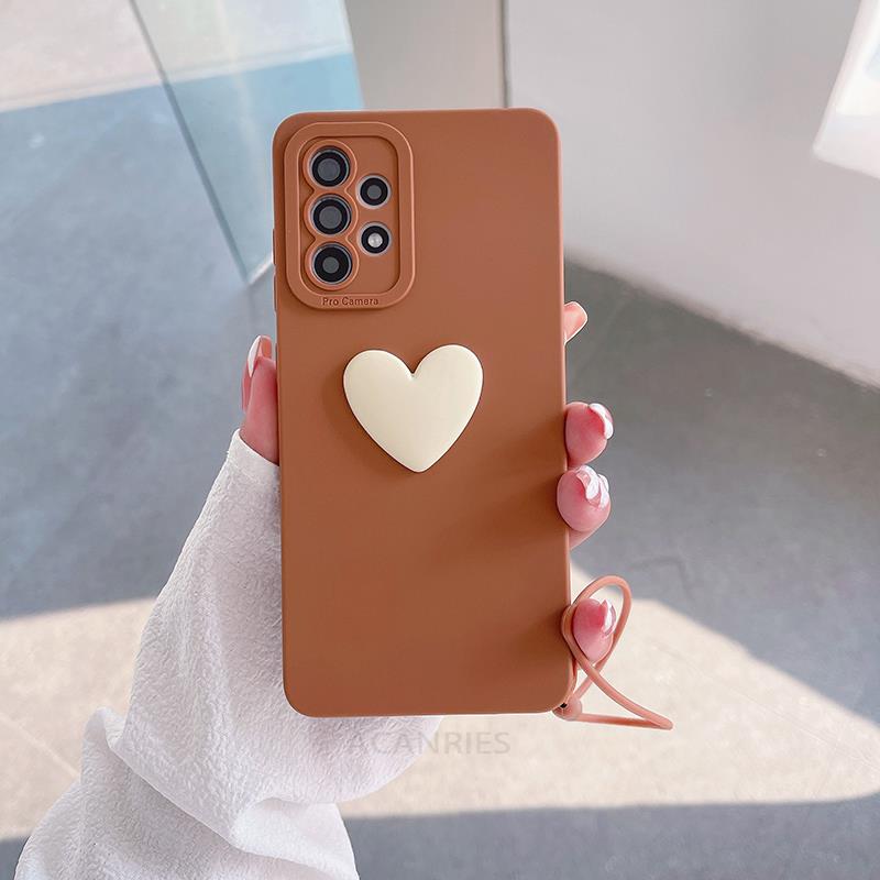 A 13 52s 53 Etui silikonowe na smycz Love Heart Dla Samsunga Galaxy A52 A53 A13 A23 A33 A73 A72 A32 A12 A22 4g 5g Pełna osłona aparatu